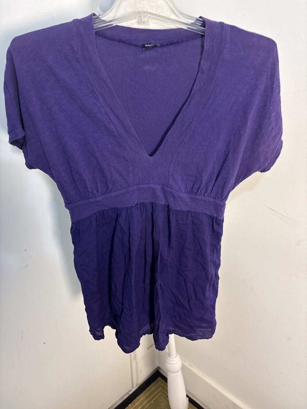 vintage Splendid knit mixed-media babydoll top in a vibrant royal purple hue SzS